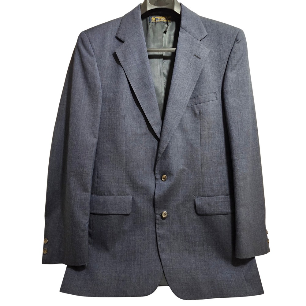 Brooks Brothers Vintage Sport Coat Mens 44 Navy Blue Wool 2-Button Blazer *
